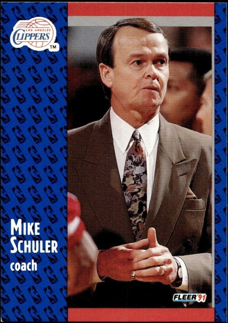 Mike Schuler 1991-92 Fleer #95 Basketball Trading Card - Front 1991-92 Fleer Mike Schuler #95 basketball trading card front