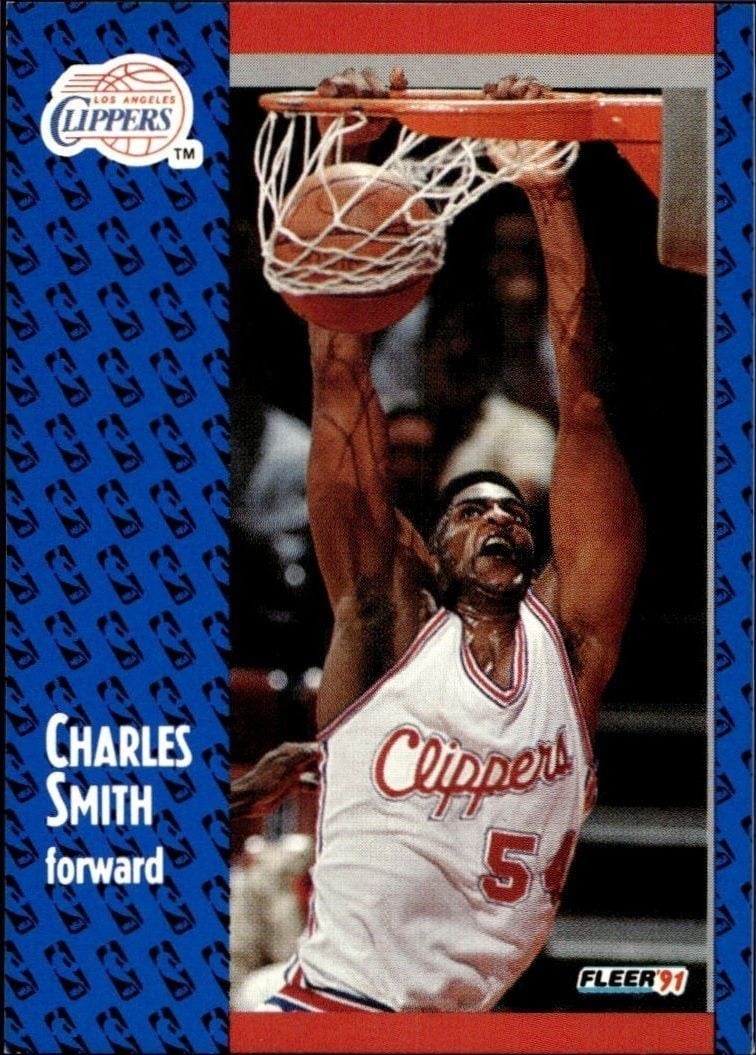 Charles Smith 1991-92 Fleer #96 Basketball Trading Card - Front 1991-92 Fleer Charles Smith #96 basketball trading card front