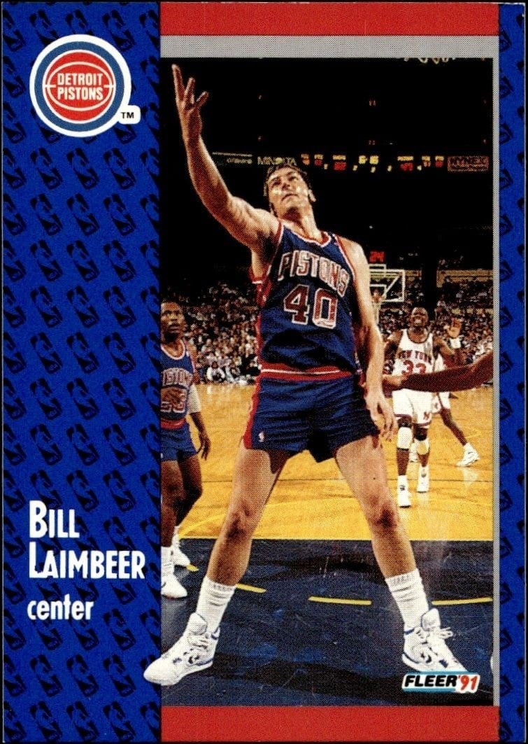 Bill Laimbeer 1991-92 Fleer #62 Basketball Trading Card - Front 1991-92 Fleer Bill Laimbeer #62 basketball trading card front