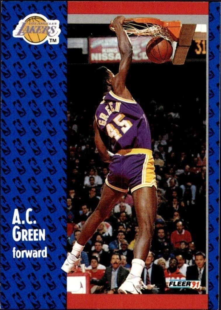 A.C. Green 1991-92 Fleer #99 Basketball Trading Card - Front 1991-92 Fleer A.C. Green #99 basketball trading card front