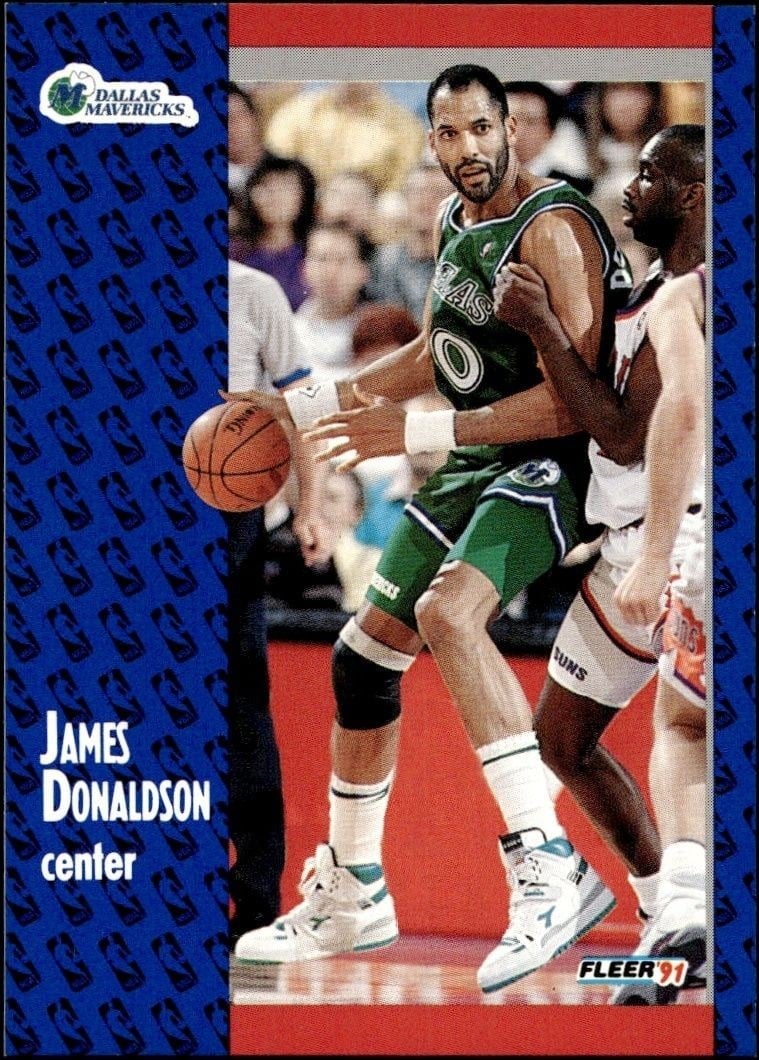 James Donaldson 1991-92 Fleer #44 Basketball Trading Card - Front 1991-92 Fleer James Donaldson #44 basketball trading card front