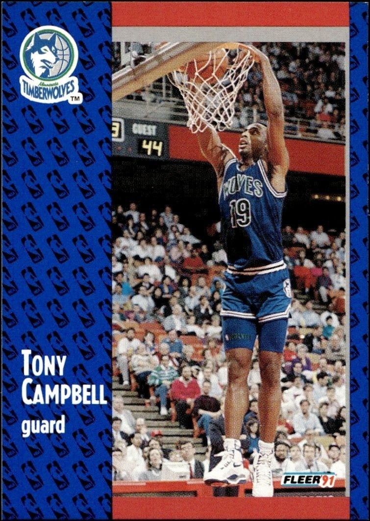 Tony Campbell 1991-92 Fleer #121 Basketball Trading Card - Front 1991-92 Fleer Tony Campbell #121 basketball trading card front