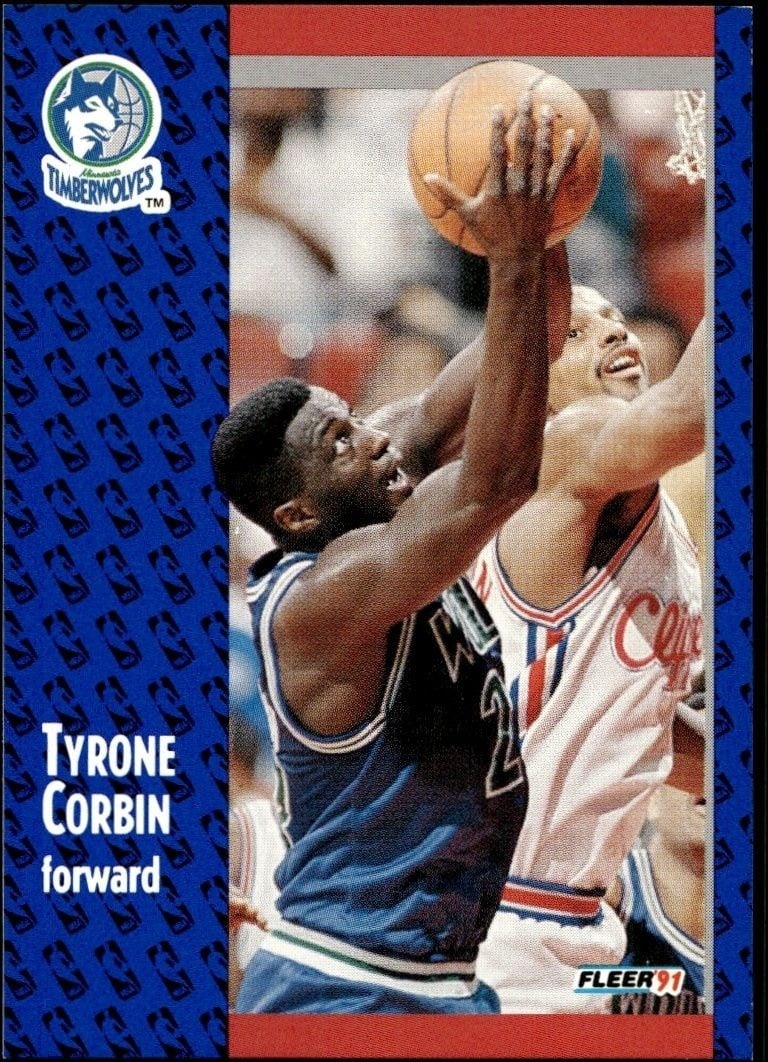 Tyrone Corbin 1991-92 Fleer #122 Basketball Trading Card - Front 1991-92 Fleer Tyrone Corbin #122 basketball trading card front