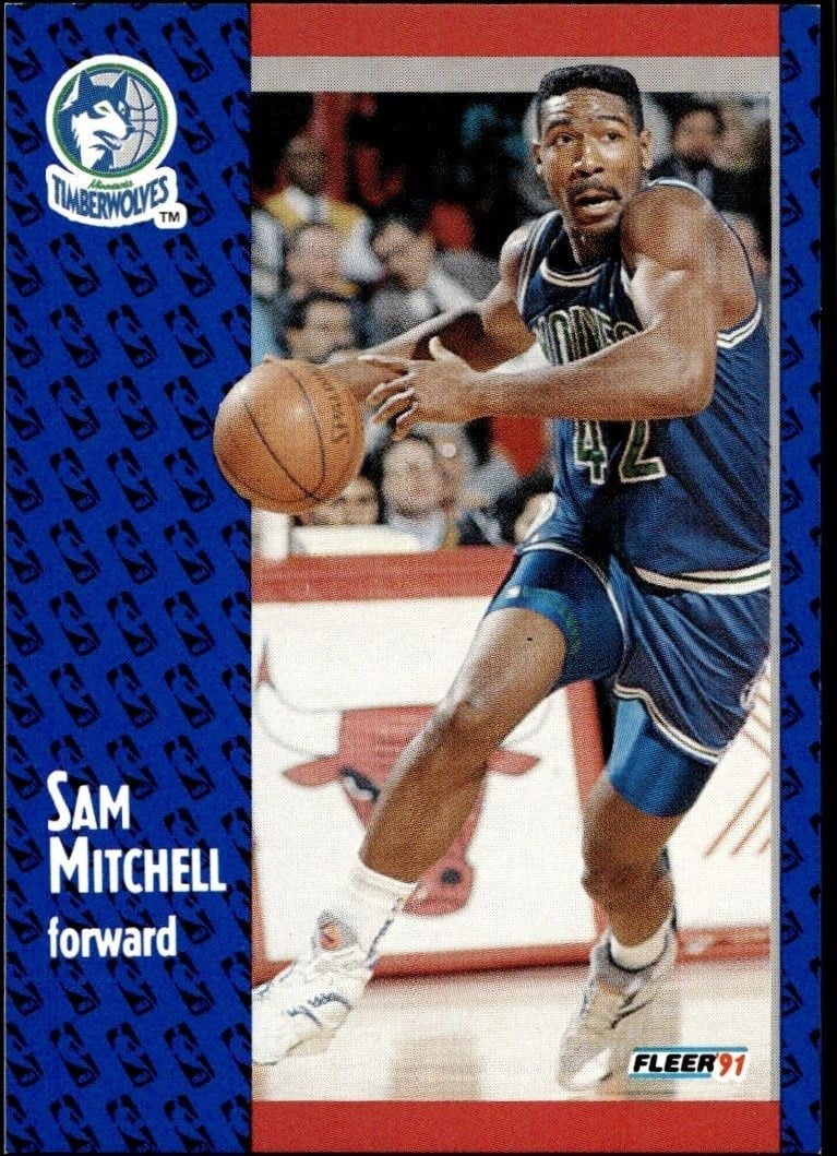 Sam Mitchell 1991-92 Fleer #123 Basketball Trading Card - Front 1991-92 Fleer Sam Mitchell #123 basketball trading card front