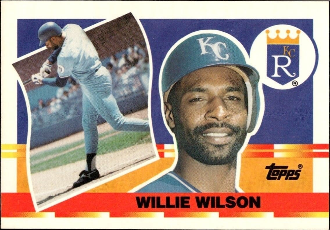 Willie Wilson 1990 Topps Big #45 Baseball Trading Card - Front 1990 Topps Big Willie Wilson #45 baseball trading card front