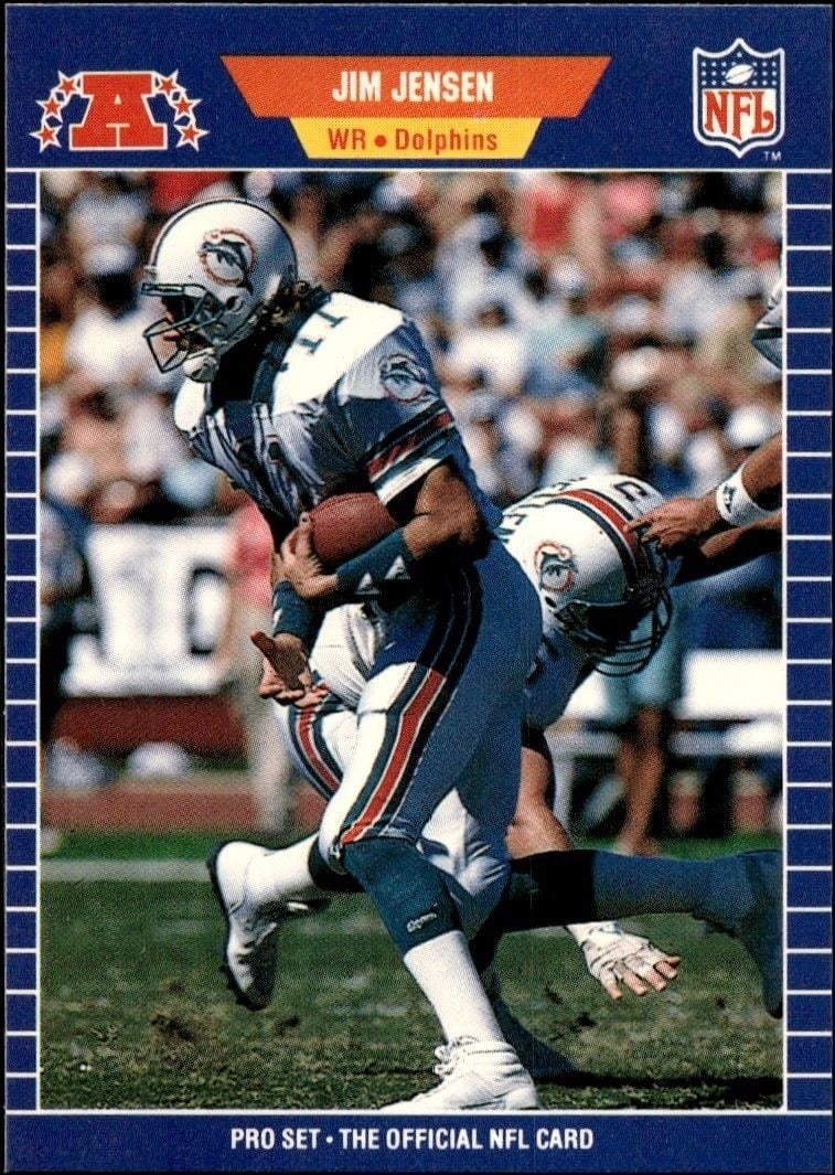 Jim Jensen 1989 Pro Set #217 Football Trading Card - Front 1989 Pro Set Jim Jensen #217 football trading card front