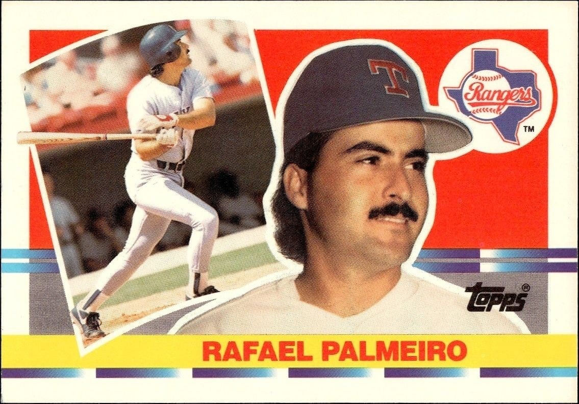 Rafael Palmeiro 1990 Topps Big #127 Baseball Trading Card - Front 1990 Topps Big Rafael Palmeiro #127 baseball trading card front