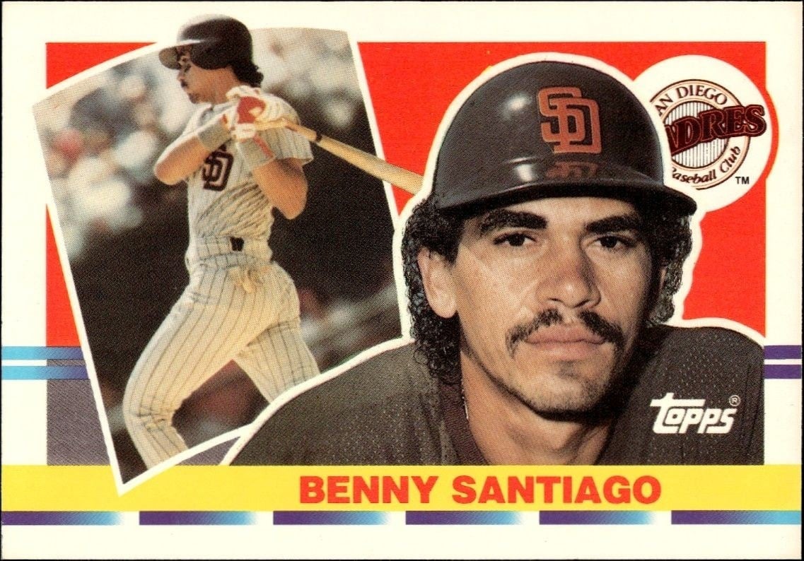 Benny Santiago 1990 Topps Big #125 Baseball Trading Card - Front 1990 Topps Big Benny Santiago #125 baseball trading card front