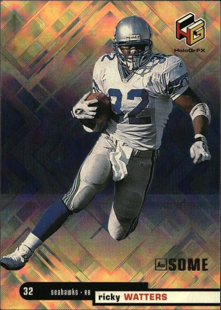 Ricky Watters 1999 Upper Deck Hologrfx #AU54 Football Trading Card - Front 1999 Upper Deck Hologrfx Ricky Watters #AU54 football trading card front