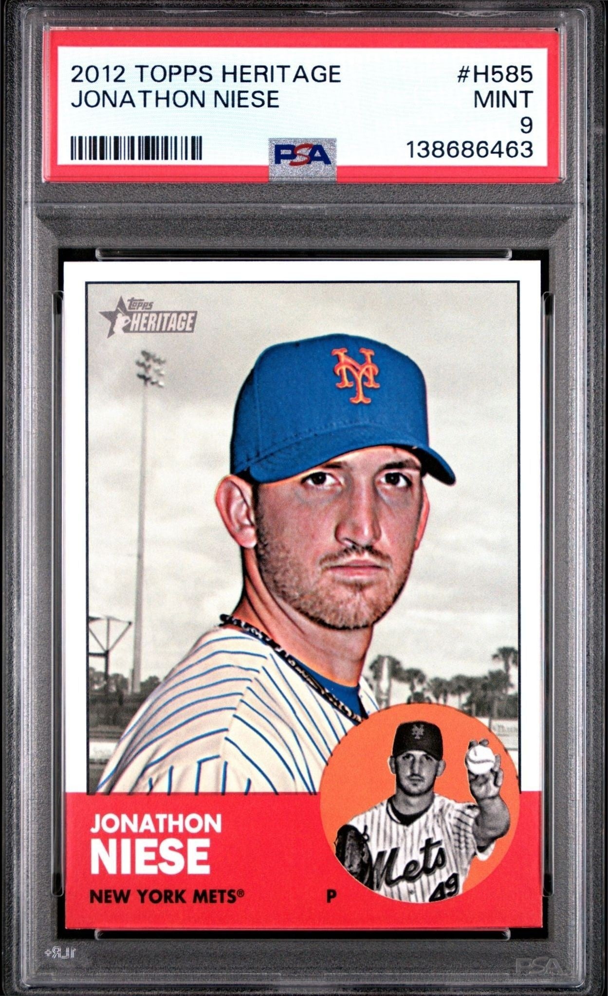 Jonathon Niese 2012 Topps Heritage #H585 Baseball Trading Card - Front 2012 Topps Heritage Jonathon Niese #H585 baseball trading card front