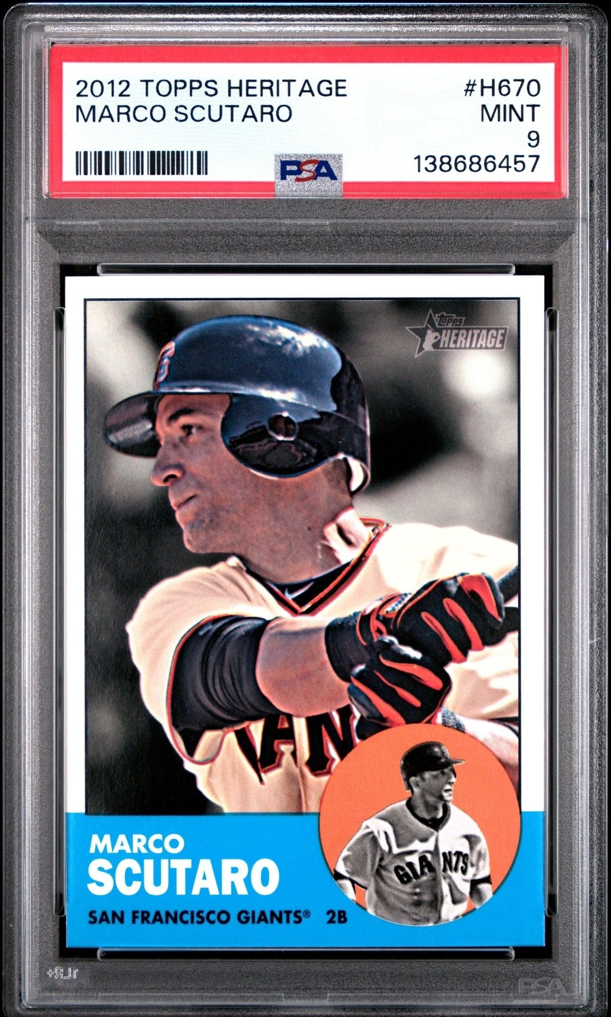 Marco Scutaro 2012 Topps Heritage High Number #H670 Baseball Trading Card - Front 2012 Topps Heritage High Number Marco Scutaro #H670 baseball trading card front