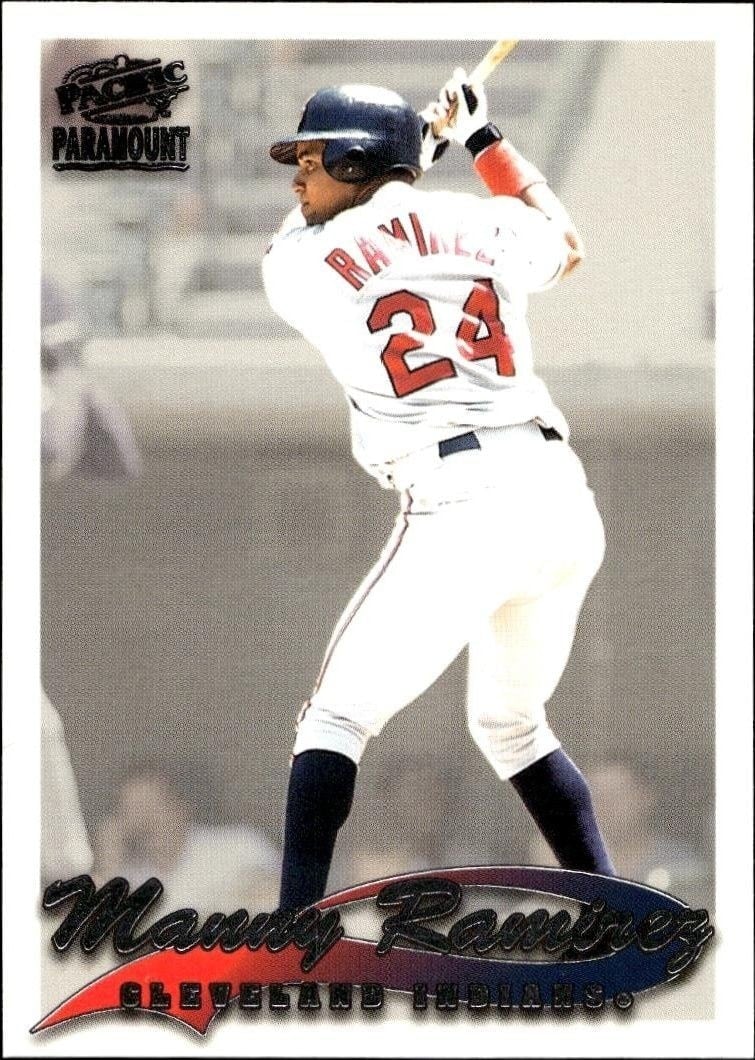 Manny Ramirez 1999 Pacific Paramount #75 Baseball Trading Card - Front 1999 Pacific Paramount Manny Ramirez #75 baseball trading card front