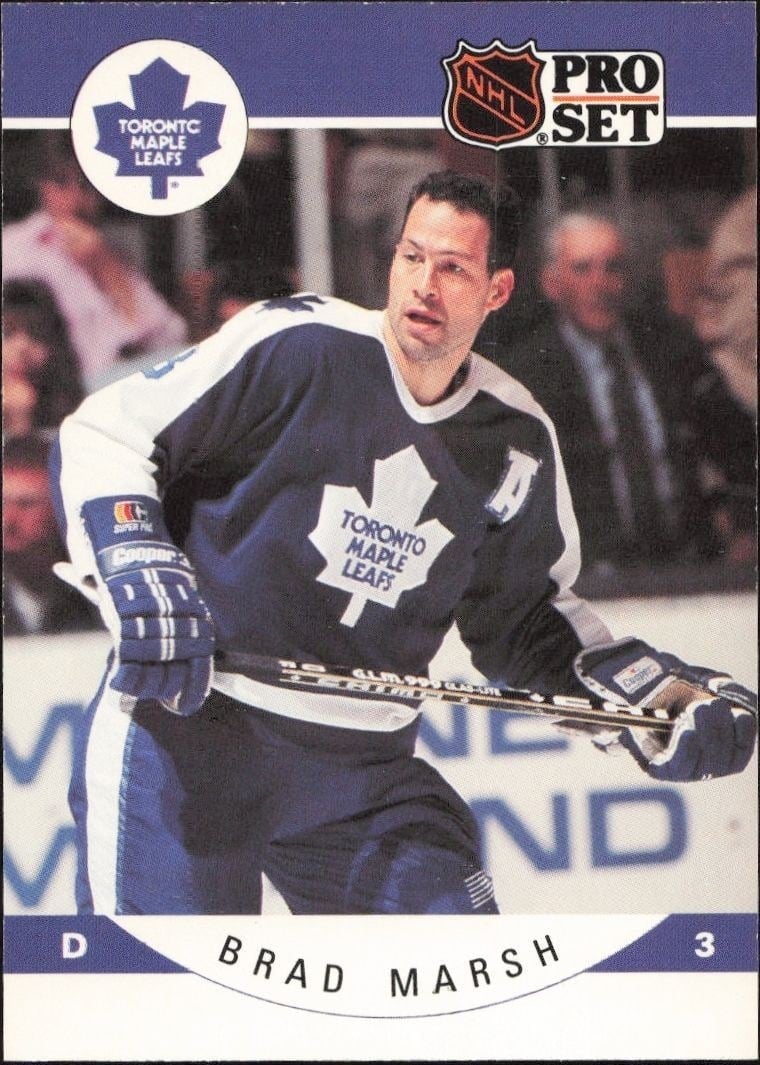 Brad Marsh 1990-91 Pro Set #285 Hockey Trading Card - Front 1990-91 Pro Set Brad Marsh #285 hockey trading card front