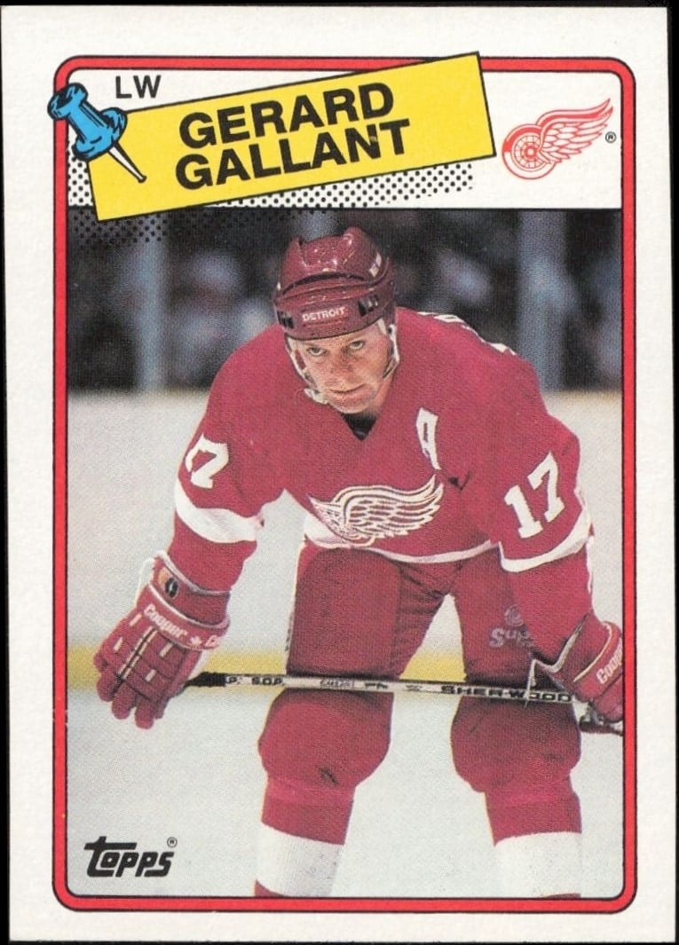 Gerard Gallant 1989-90 Topps #12 Hockey Trading Card - Front 1989-90 Topps Gerard Gallant #12 hockey trading card front