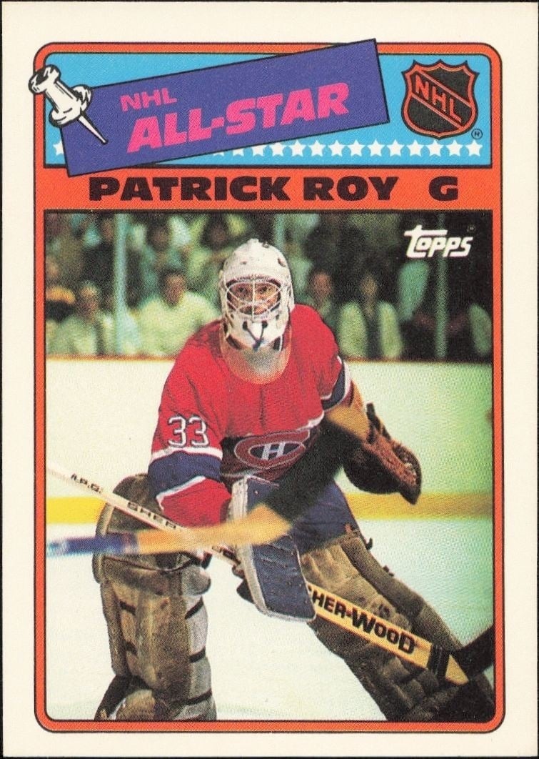 Patrick Roy 1989-90 Topps #12 Hockey Trading Card - Front 1989-90 Topps Patrick Roy #12 hockey trading card front