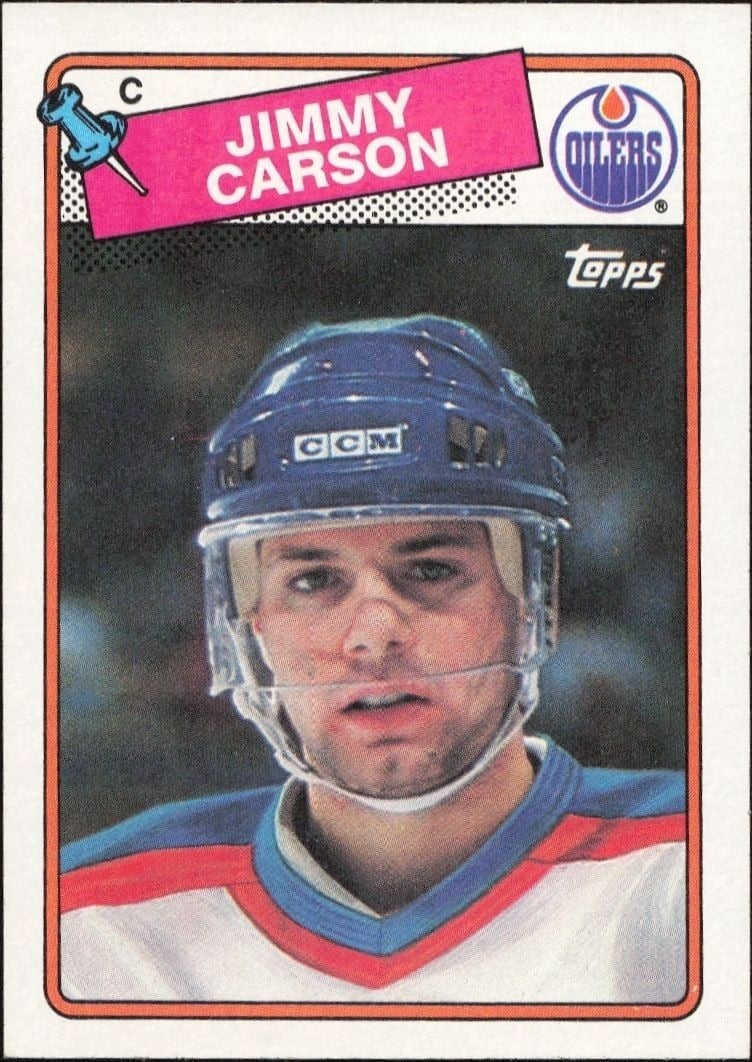 Jimmy Carson 1989-90 Topps #9 Hockey Trading Card - Front 1989-90 Topps Jimmy Carson #9 hockey trading card front