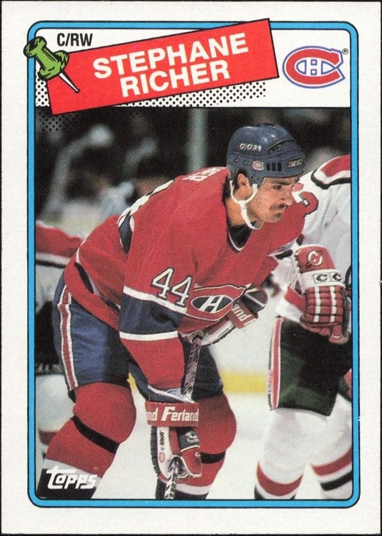 Stephane Richer 1989-90 Topps #5 Hockey Trading Card - Front 1989-90 Topps Stephane Richer #5 hockey trading card front