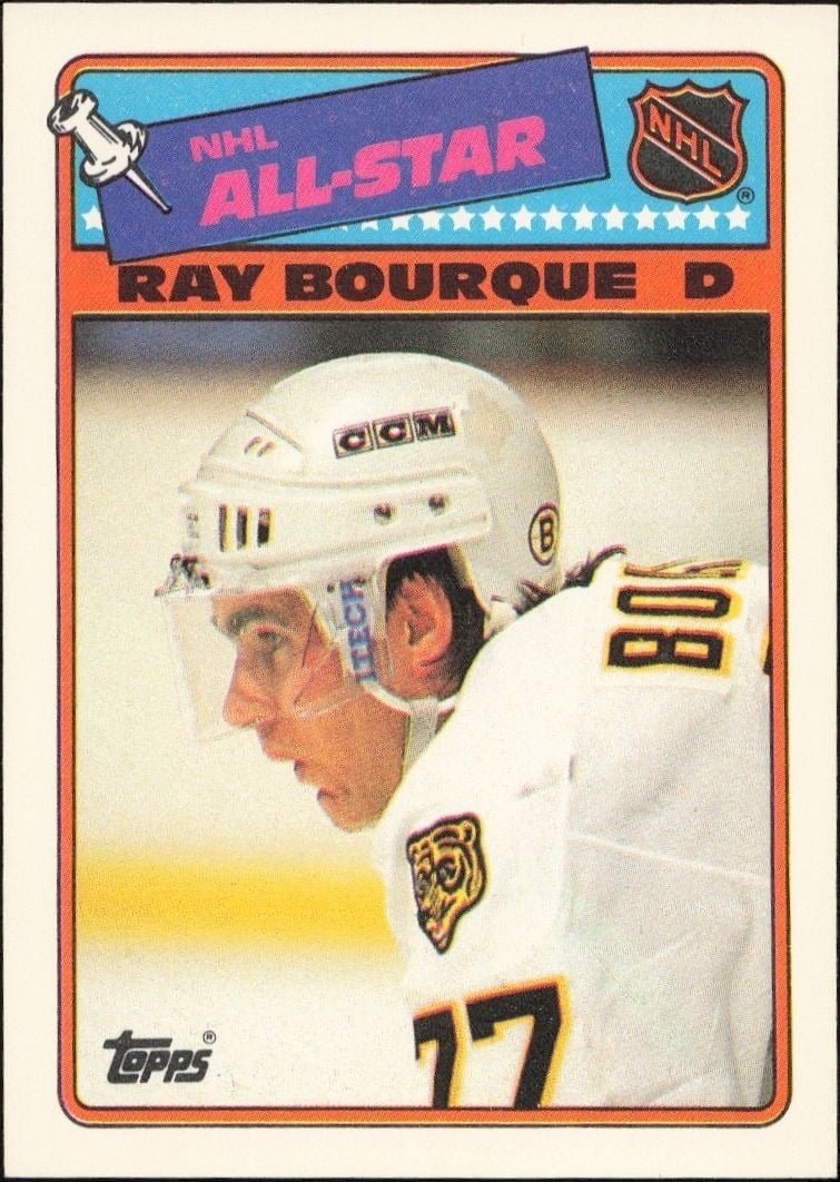 Ray Bourque 1989-90 Topps #5 Hockey Trading Card - Front 1989-90 Topps Ray Bourque #5 hockey trading card front