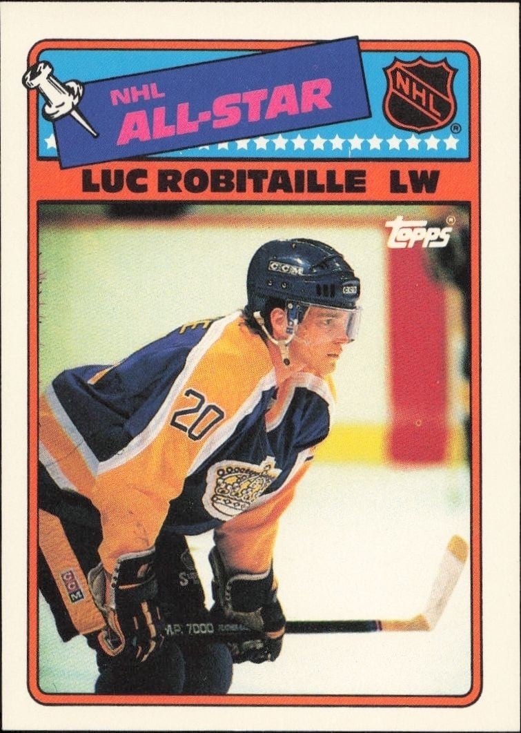 Luc Robitaille 1989-90 Topps #1 Hockey Trading Card - Front 1989-90 Topps Luc Robitaille #1 hockey trading card front