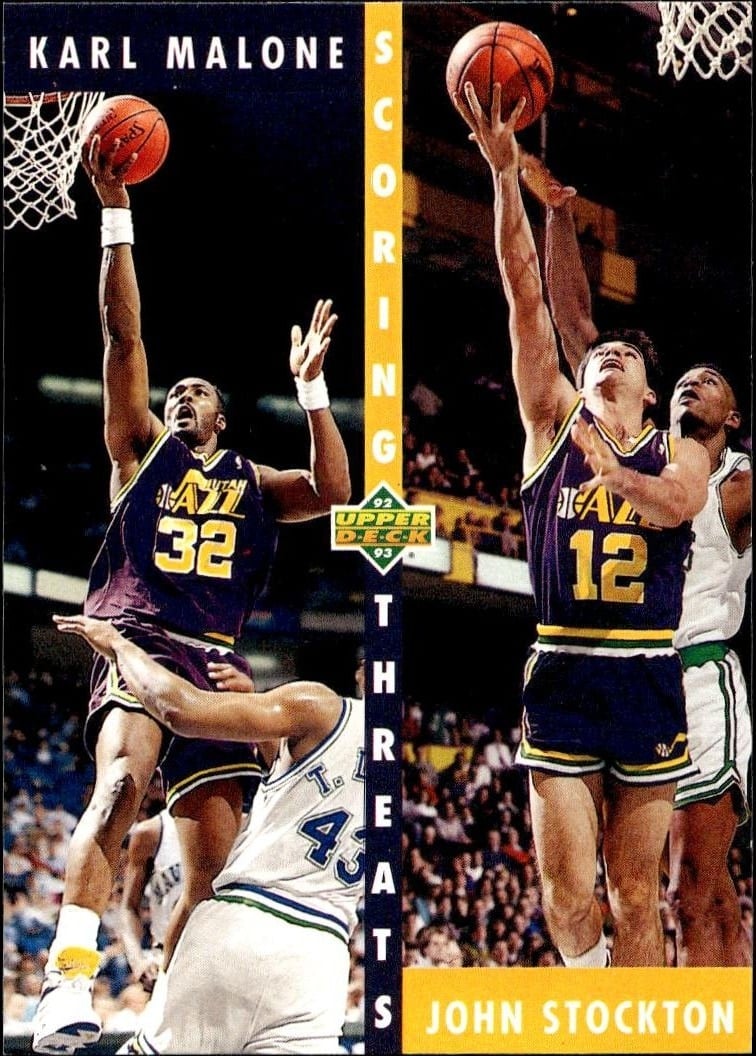 Karl Malone 1992-93 Upper Deck #66 Basketball Trading Card - Front 1992-93 Upper Deck Karl Malone #66 basketball trading card front