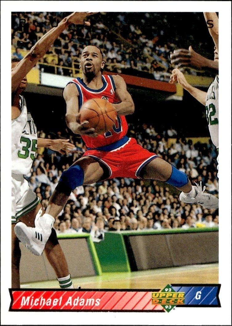Michael Adams 1992-93 Upper Deck #139 Basketball Trading Card - Front 1992-93 Upper Deck Michael Adams #139 basketball trading card front