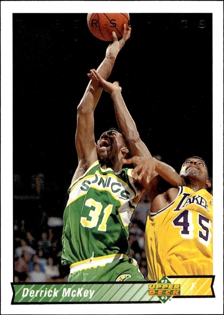 Derrick McKey 1992-93 Upper Deck #235 Basketball Trading Card - Front 1992-93 Upper Deck Derrick McKey #235 basketball trading card front