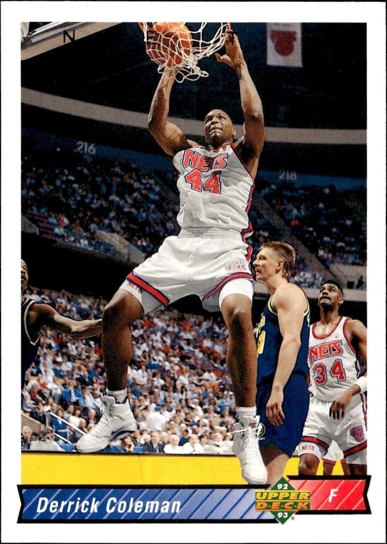 Derrick Coleman 1992-93 Upper Deck #124 Basketball Trading Card - Front 1992-93 Upper Deck Derrick Coleman #124 basketball trading card front