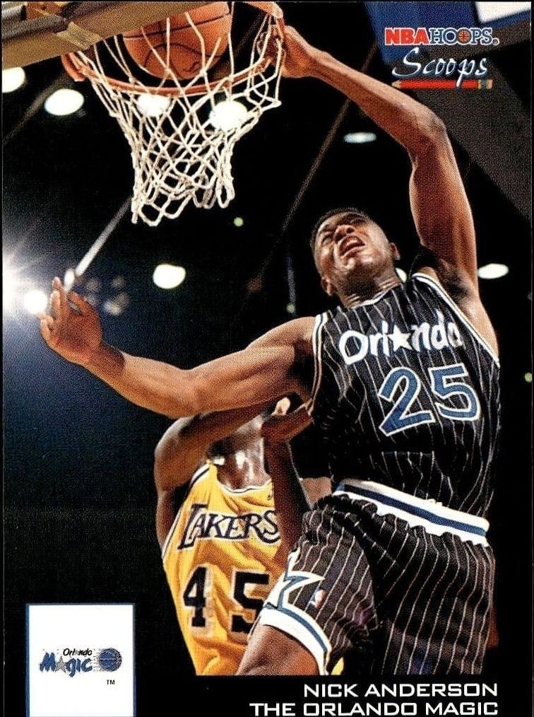 Nick Anderson 1993-94 Skybox NBA Hoops Series 2 #HS19 Basketball Trading Card - Front 1993-94 Skybox NBA Hoops Series 2 Nick Anderson #HS19 basketball trading card front