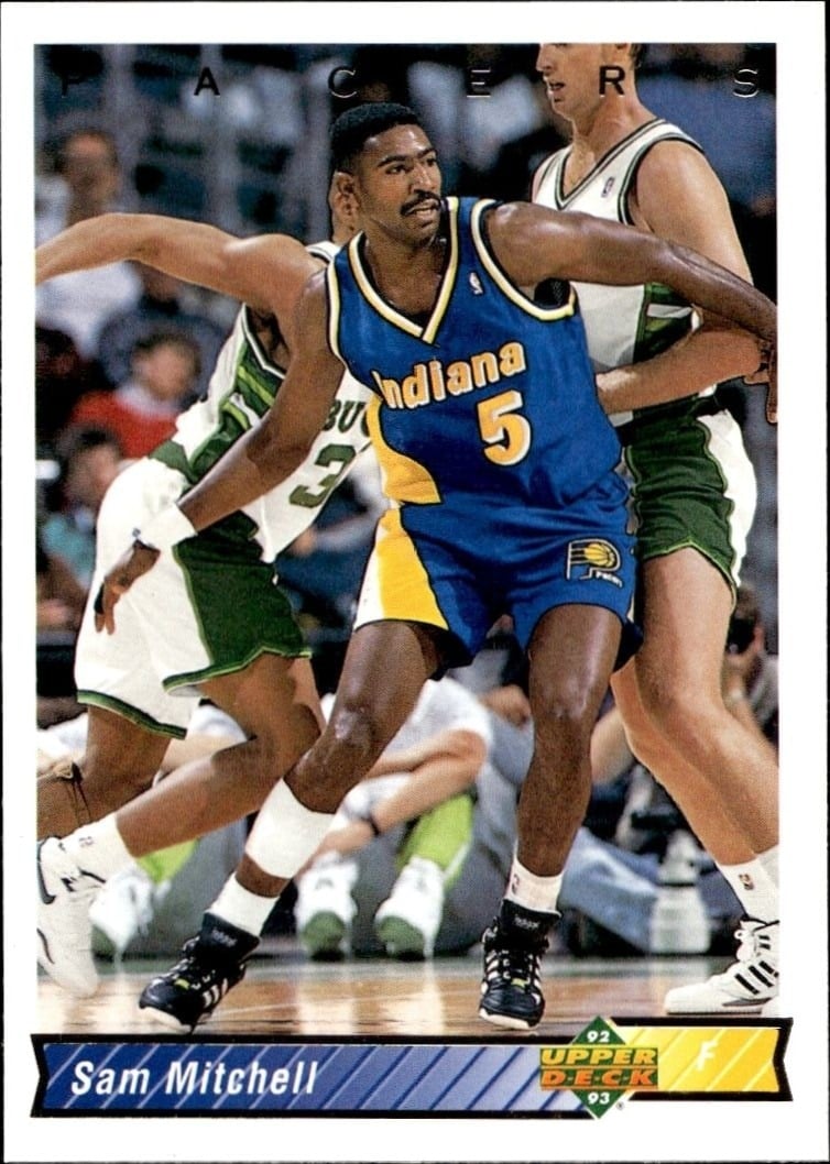 Sam Mitchell 1992-93 Upper Deck #317 Basketball Trading Card - Front 1992-93 Upper Deck Sam Mitchell #317 basketball trading card front