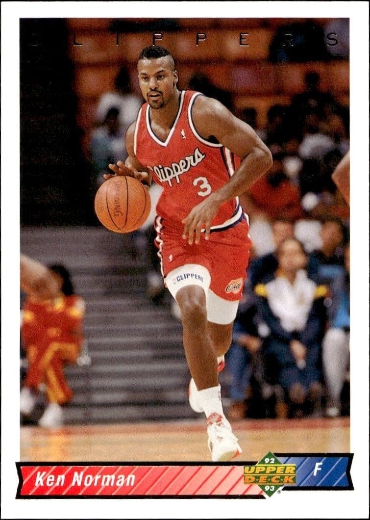 Ken Norman 1992-93 Upper Deck #295 Basketball Trading Card - Front 1992-93 Upper Deck Ken Norman #295 basketball trading card front