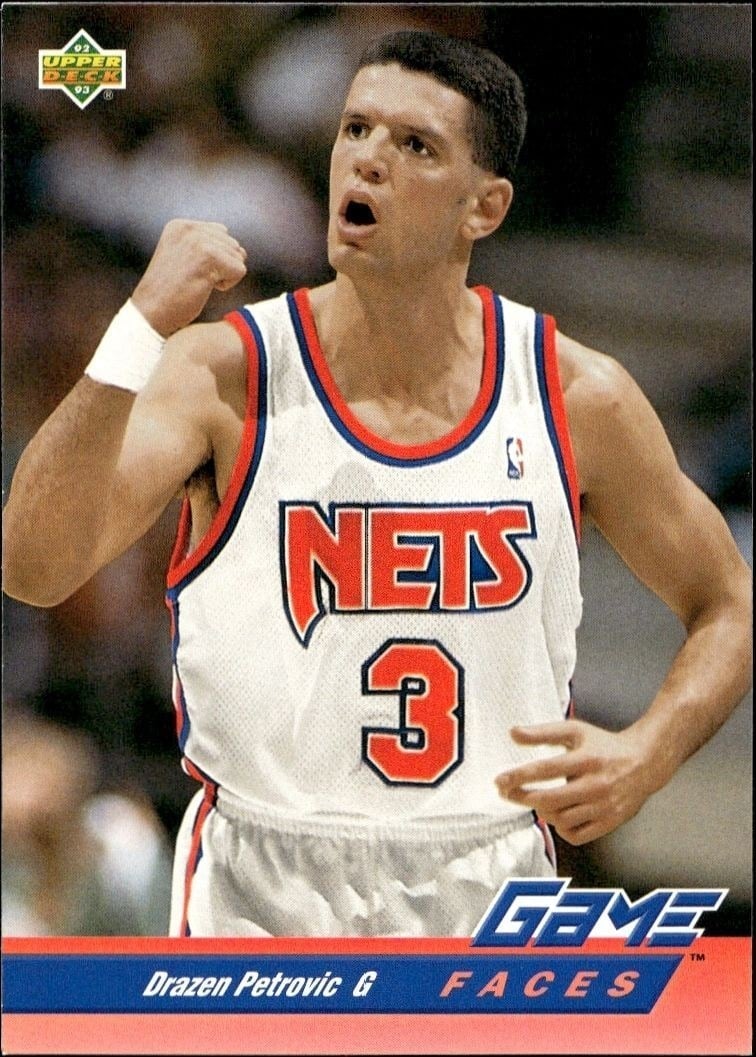 Drazen Petrovic 1992-93 Upper Deck #491 Basketball Trading Card - Front 1992-93 Upper Deck Drazen Petrovic #491 basketball trading card front