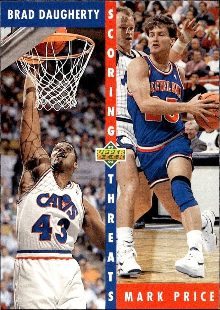 Brad Daugherty 1992-93 Upper Deck #498 Basketball Trading Card - Front 1992-93 Upper Deck Brad Daugherty #498 basketball trading card front