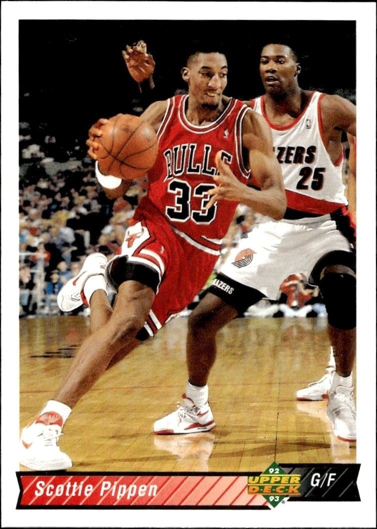 Scottie Pippen 1992-93 Upper Deck #133 Basketball Trading Card - Front 1992-93 Upper Deck Scottie Pippen #133 basketball trading card front