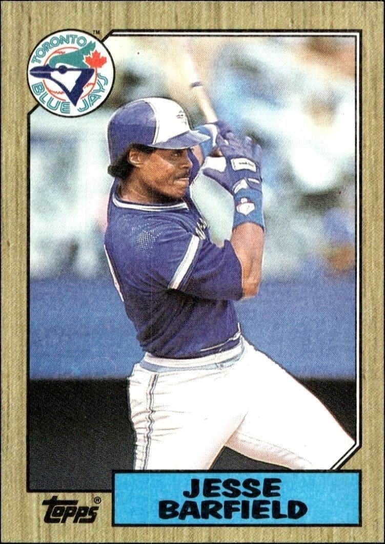 Jesse Barfield 1987 Topps #655 Baseball Trading Card - Front 1987 Topps Jesse Barfield #655 baseball trading card front