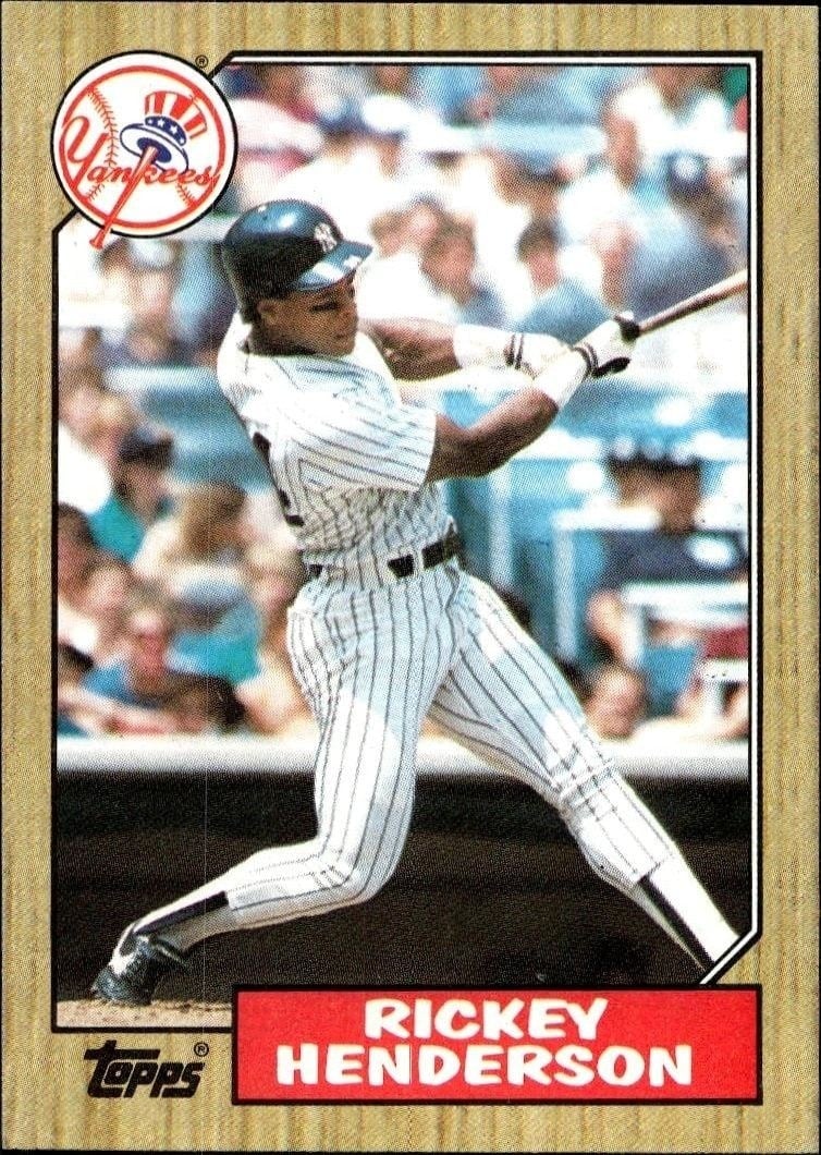 Rickey Henderson 1987 Topps #735 Baseball Trading Card - Front 1987 Topps Rickey Henderson #735 baseball trading card front
