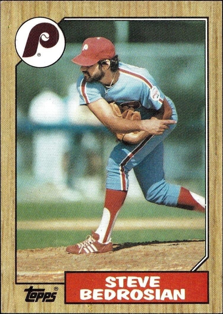 Steve Bedrosian 1987 Topps #736 Baseball Trading Card - Front 1987 Topps Steve Bedrosian #736 baseball trading card front