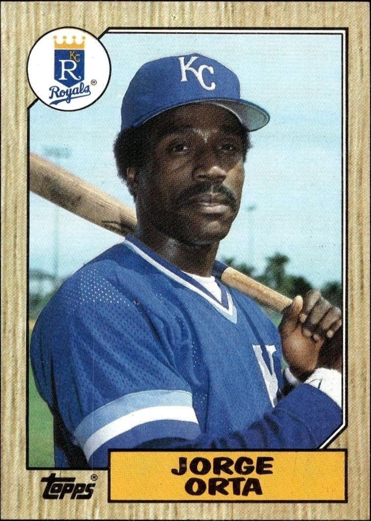Jorge Orta 1987 Topps #738 Baseball Trading Card - Front 1987 Topps Jorge Orta #738 baseball trading card front