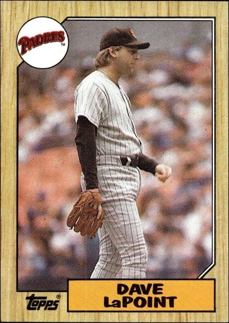 Dave LaPoint 1987 Topps #754 Baseball Trading Card - Front 1987 Topps Dave LaPoint #754 baseball trading card front
