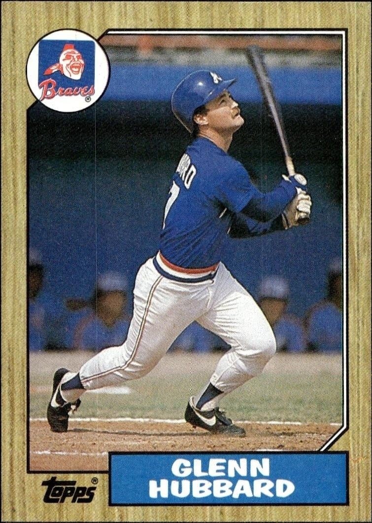 Glenn Hubbard 1987 Topps #745 Baseball Trading Card - Front 1987 Topps Glenn Hubbard #745 baseball trading card front