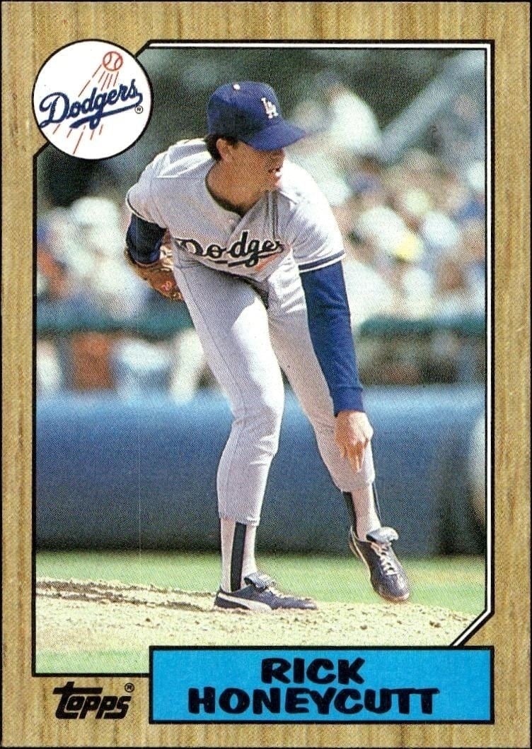 Rick Honeycutt 1987 Topps #753 Baseball Trading Card - Front 1987 Topps Rick Honeycutt #753 baseball trading card front