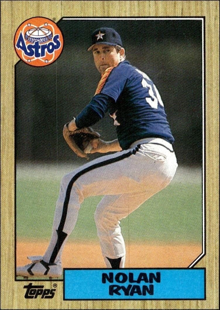 Nolan Ryan 1987 Topps #757 Baseball Trading Card - Front 1987 Topps Nolan Ryan #757 baseball trading card front