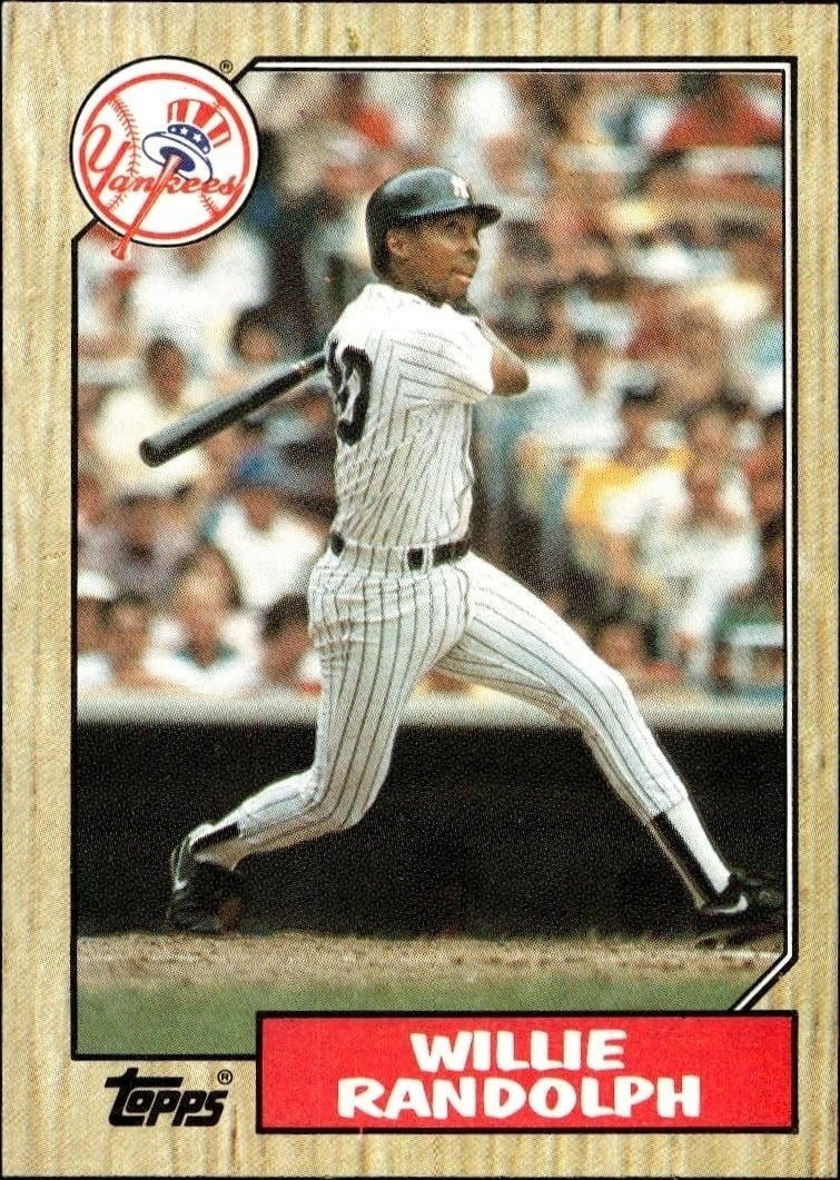 Willie Randolph 1987 Topps #701 Baseball Trading Card - Front 1987 Topps Willie Randolph #701 baseball trading card front
