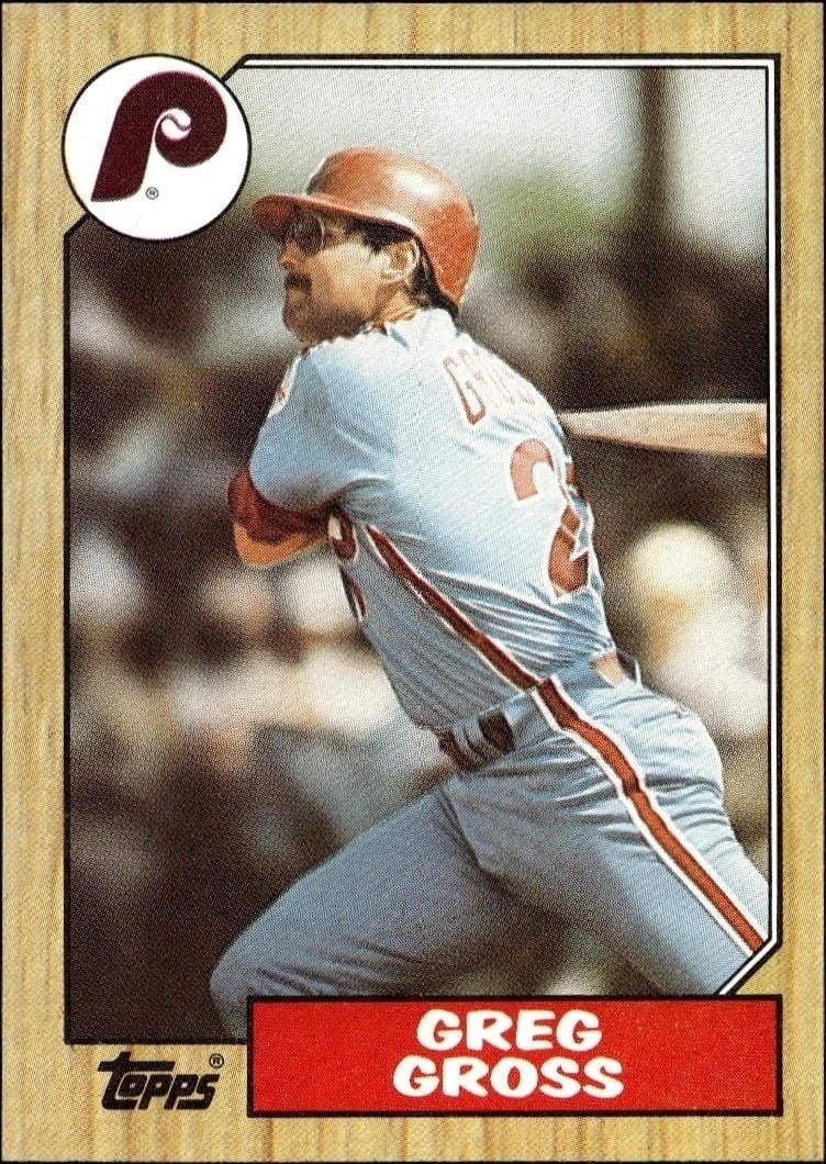 Greg Gross 1987 Topps #702 Baseball Trading Card - Front 1987 Topps Greg Gross #702 baseball trading card front