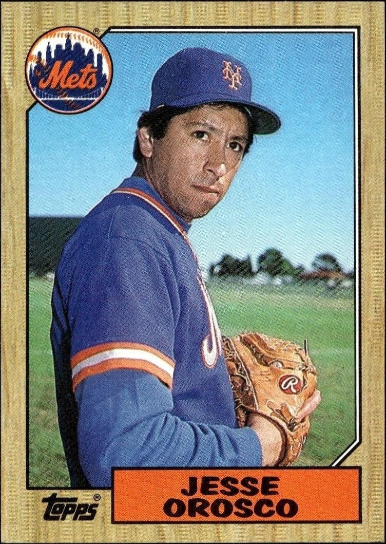 Jesse Orosco 1987 Topps #704 Baseball Trading Card - Front 1987 Topps Jesse Orosco #704 baseball trading card front