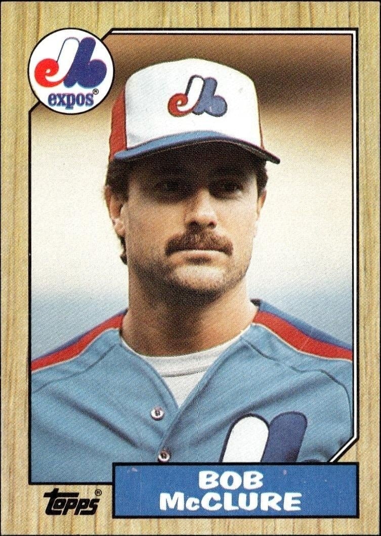 Bob McClure 1987 Topps #707 Baseball Trading Card - Front 1987 Topps Bob McClure #707 baseball trading card front