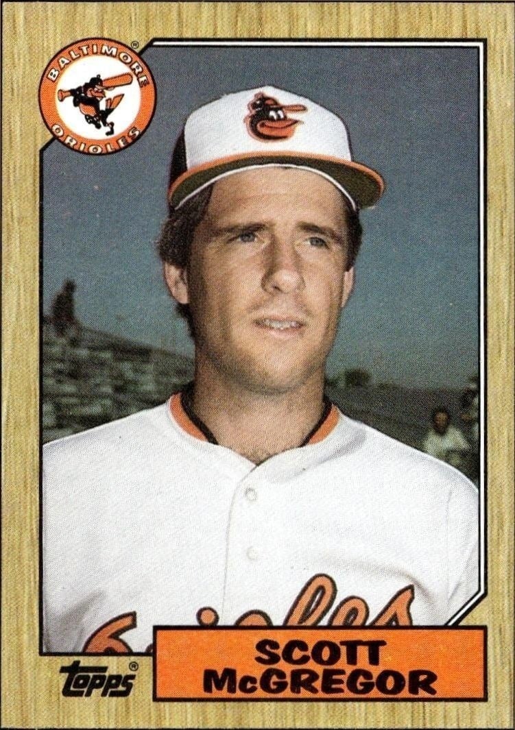 Scott McGregor 1987 Topps #708 Baseball Trading Card - Front 1987 Topps Scott McGregor #708 baseball trading card front