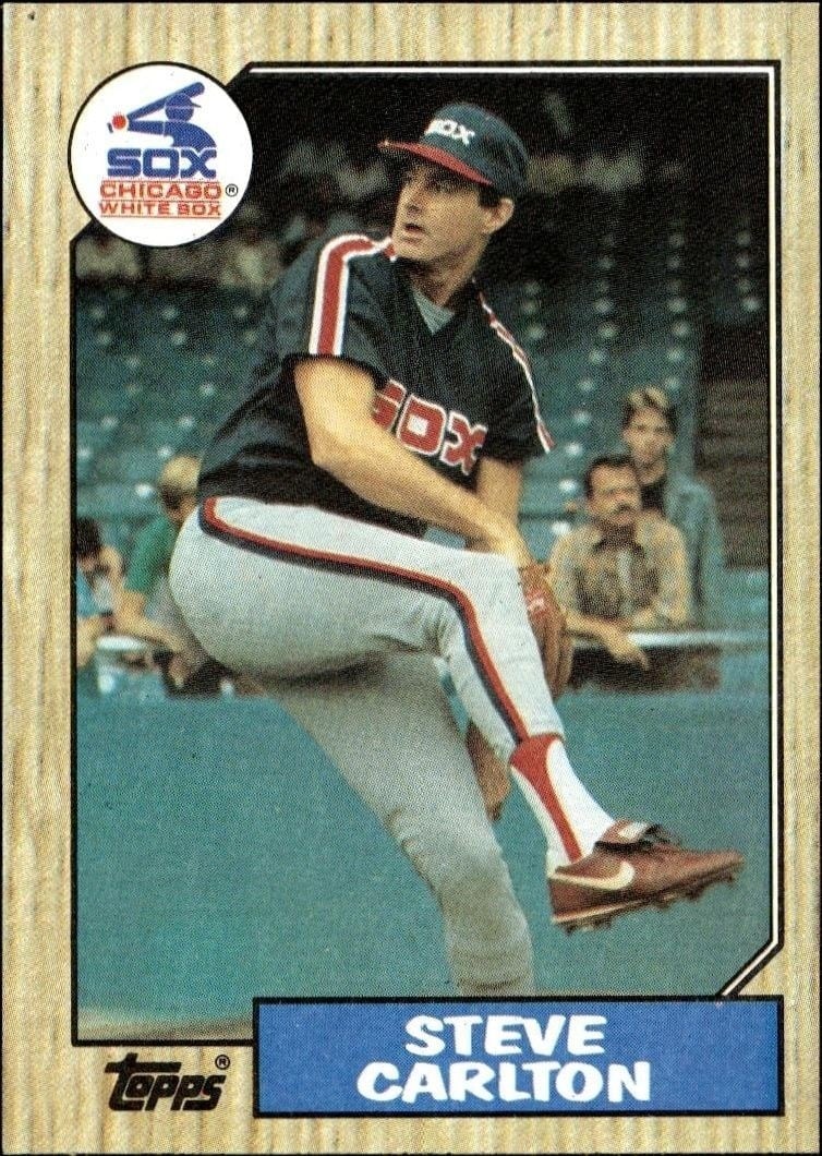 Steve Carlton 1987 Topps #718 Baseball Trading Card - Front 1987 Topps Steve Carlton #718 baseball trading card front