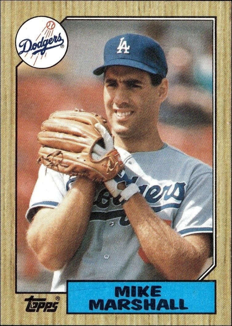 Mike Marshall 1987 Topps #664 Baseball Trading Card - Front 1987 Topps Mike Marshall #664 baseball trading card front