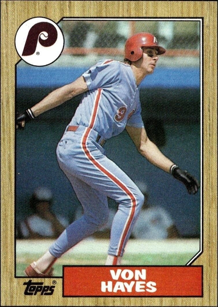 Von Hayes 1987 Topps #666 Baseball Trading Card - Front 1987 Topps Von Hayes #666 baseball trading card front