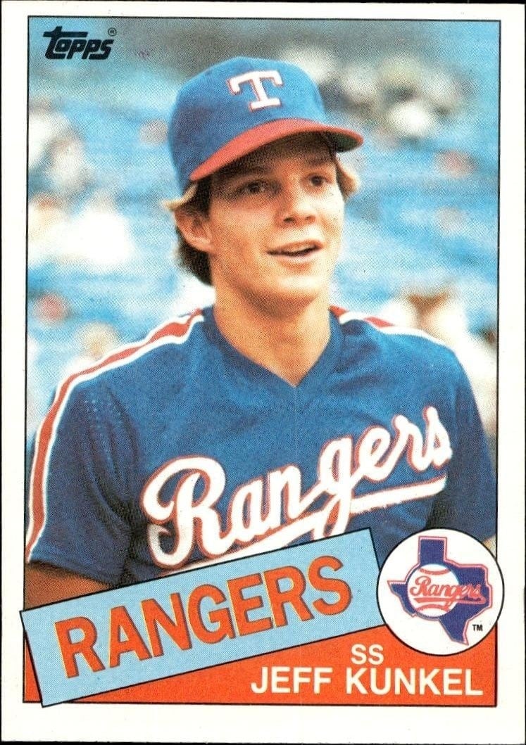 Jeff Kunkel 1985 Topps #288 Baseball Trading Card - Front 1985 Topps Jeff Kunkel #288 baseball trading card front